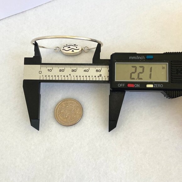 Sterling Silver Oval Black Onyx Geometric Reversible Hinged Bangle Bracelet 6.5" - Picture 15 of 16